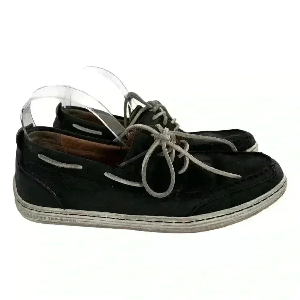 Sperry topsider mens boat shoes size 9 navy blue nubuck leather 90s vintage